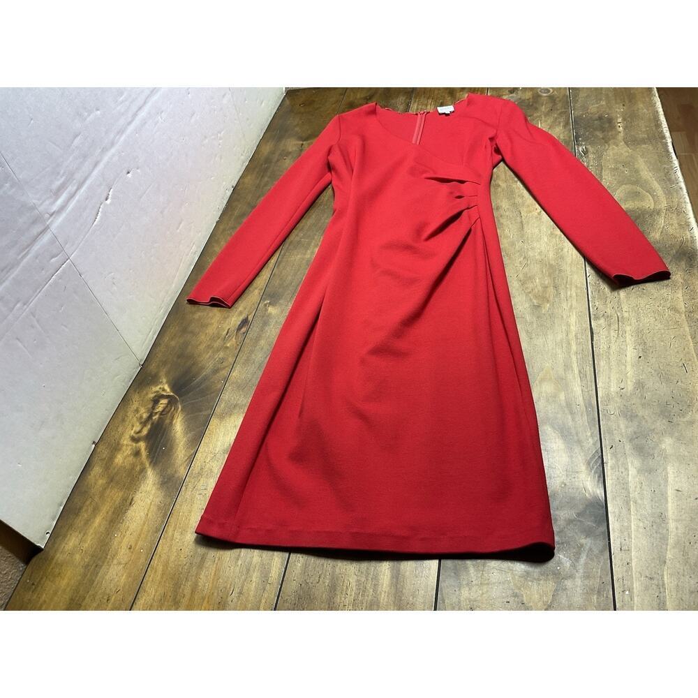 ARMANI COLLEZIONI Red Stretch Wrap Style Long Sleeve Event Dress Size 4 FLAW